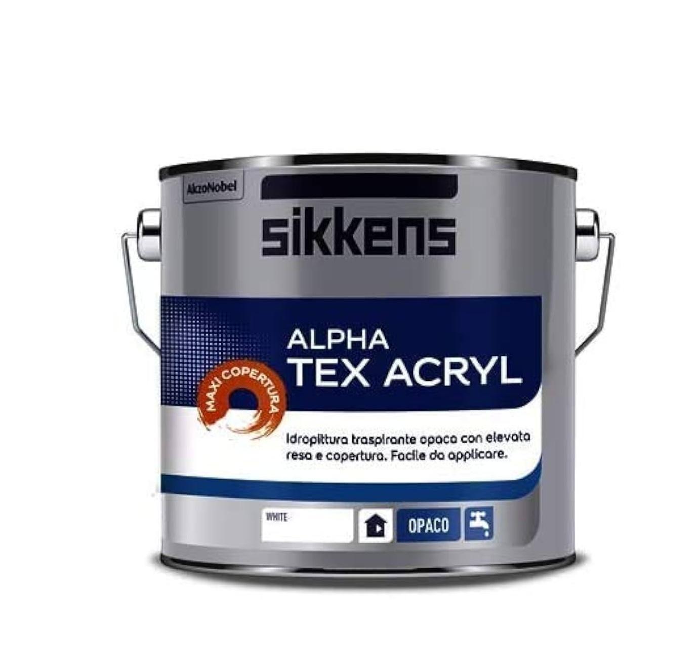 Idropittura traspirante opaca Sikkens Alpha tex Acryl bianca 2.5 litri