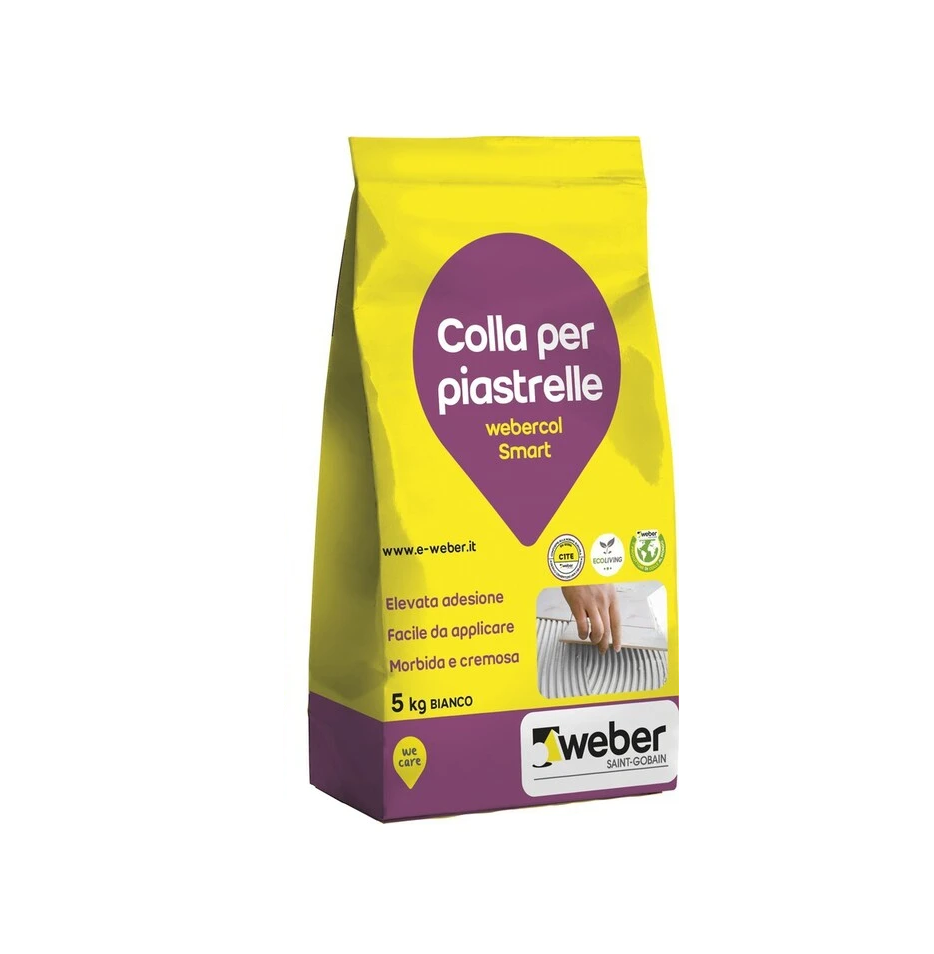 Adesivo cementizio per interni Weber col smart bianco 5kg