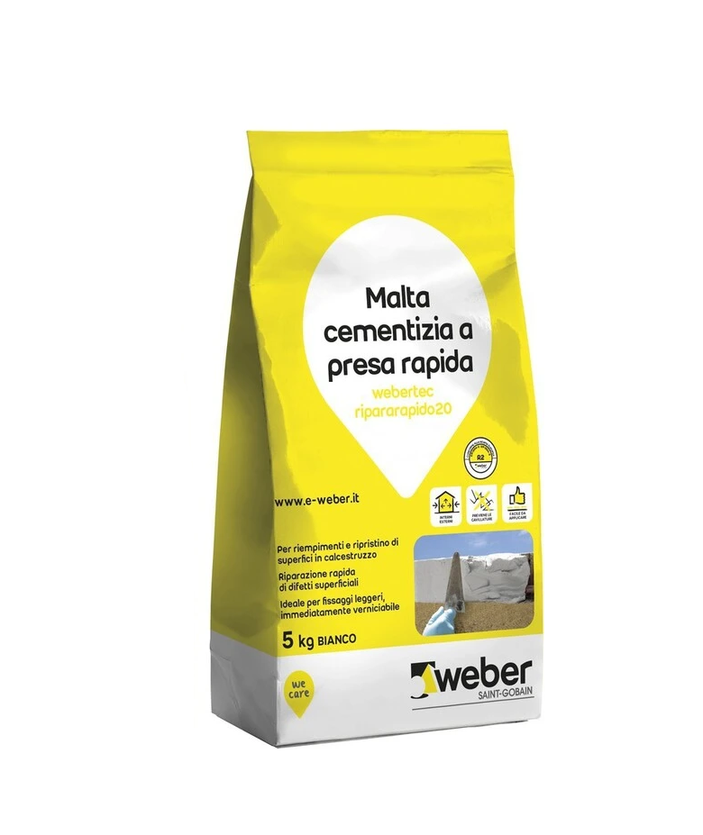 Malta per ripristino calcestruzzo Weber Ripararapido20 bianco 5kg