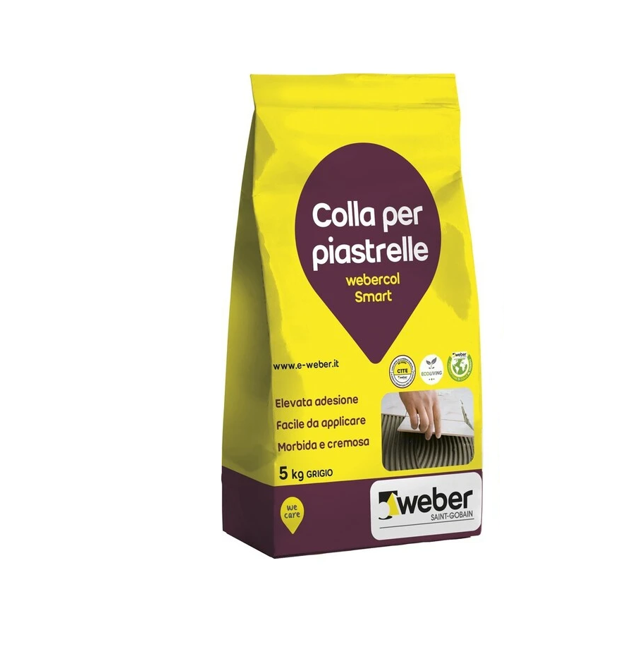 Adesivo cementizio per interni Weber col smart grigio 5kg
