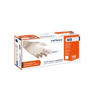 Guanti in lattice  r40 bianchi con polvere taglia m 100 pezzi