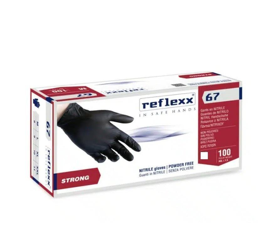 Guanti in nitrile Reflexx R67 neri senza polvere taglia L 100 pezzi