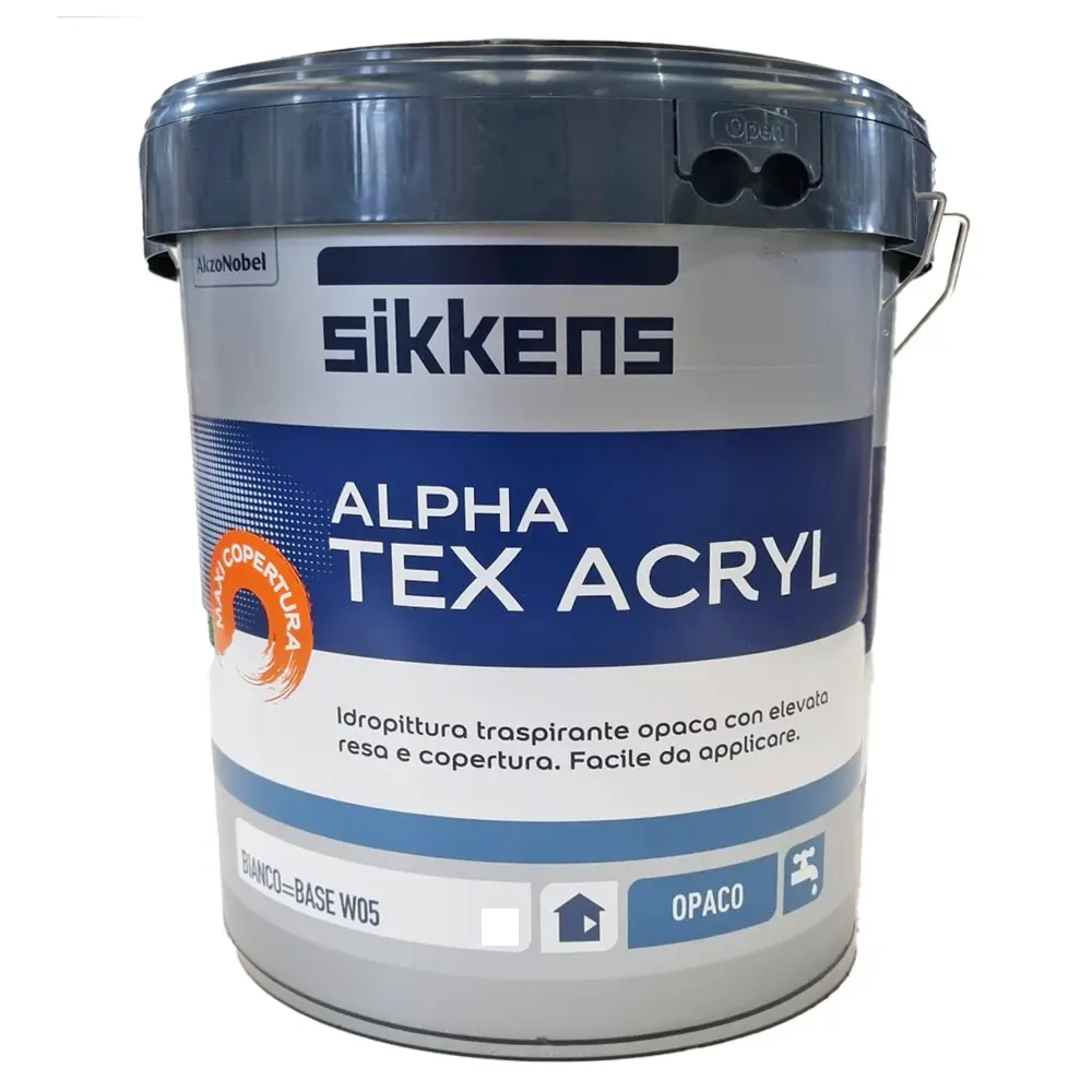 Idropittura traspirante Sikkens per interni Alpha Tex Acryl bianca 1 litro
