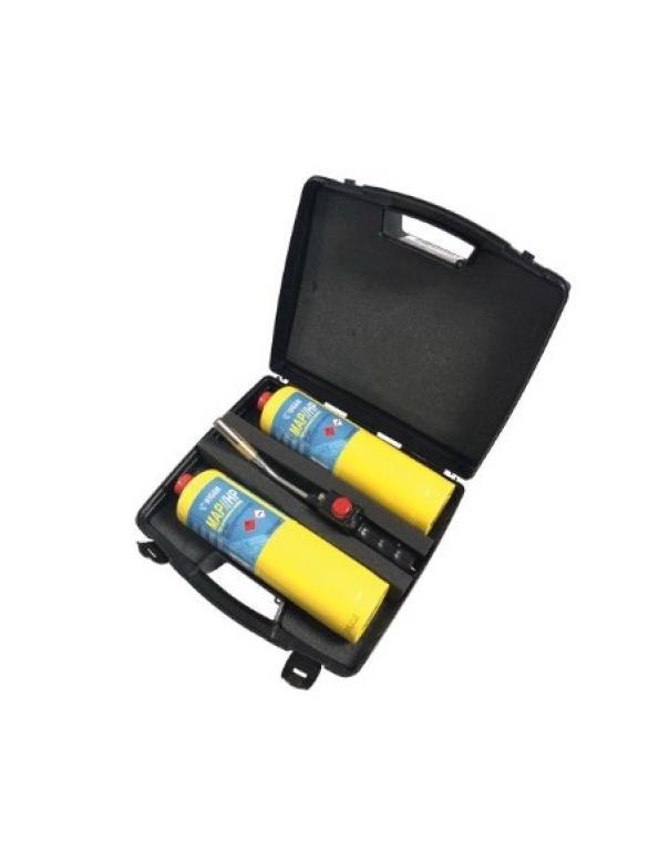 Kit saldatura completo di 1 torcia SPITFIRE e 2 bombolette MAP-HP Wigam Art. 10001037