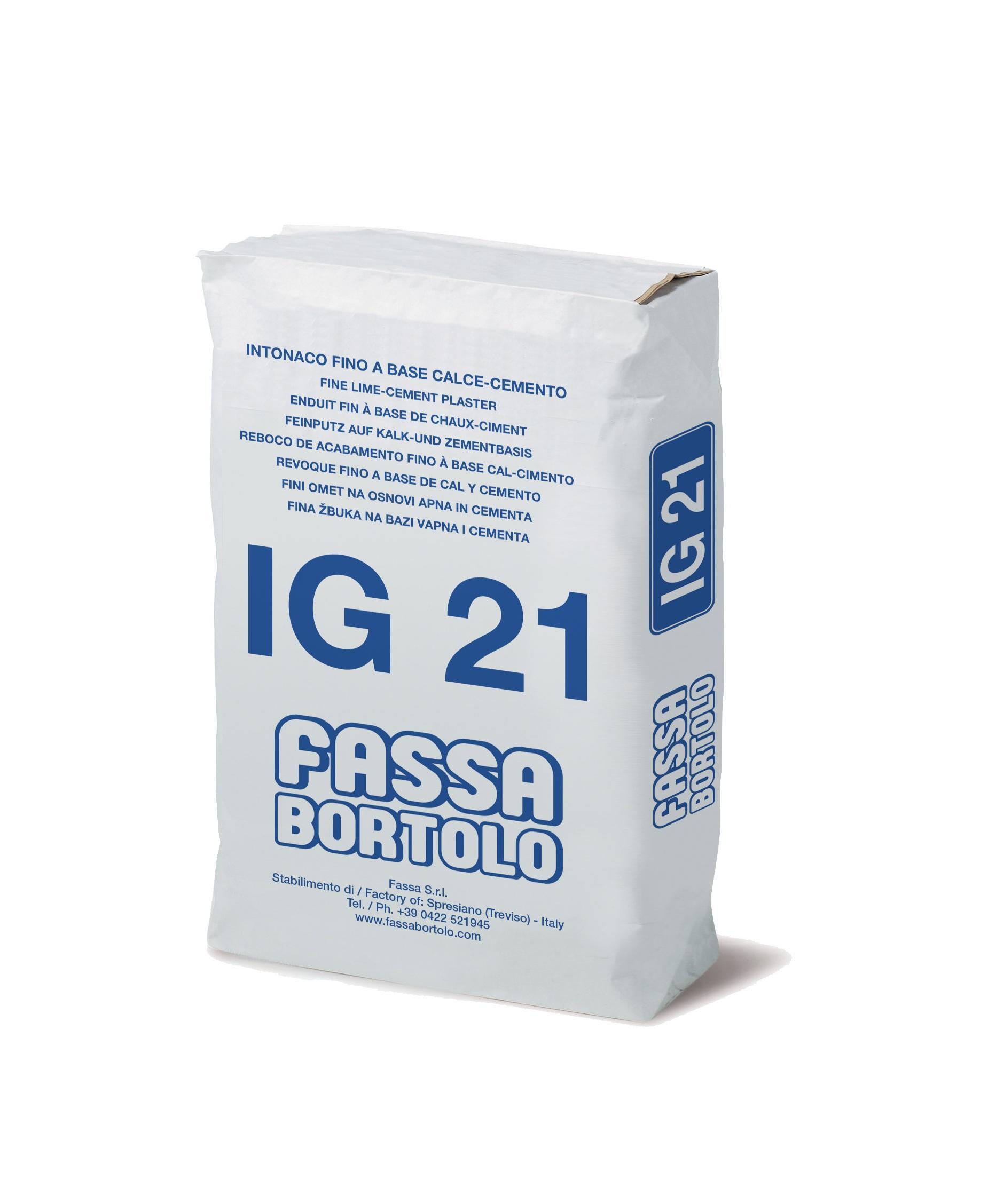 Intonaco di finitura a base di calce e cemento Fassa IG21 bianco 25kg