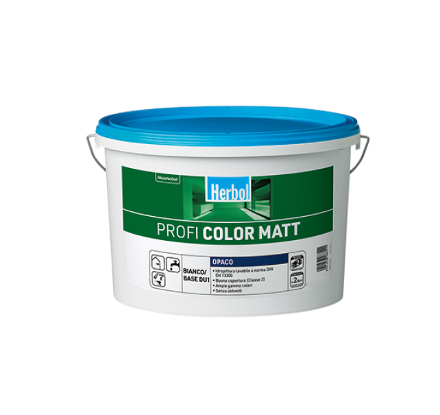 Idropittura lavabile opaca Herbol Profi Colormatt bianca 1 litro