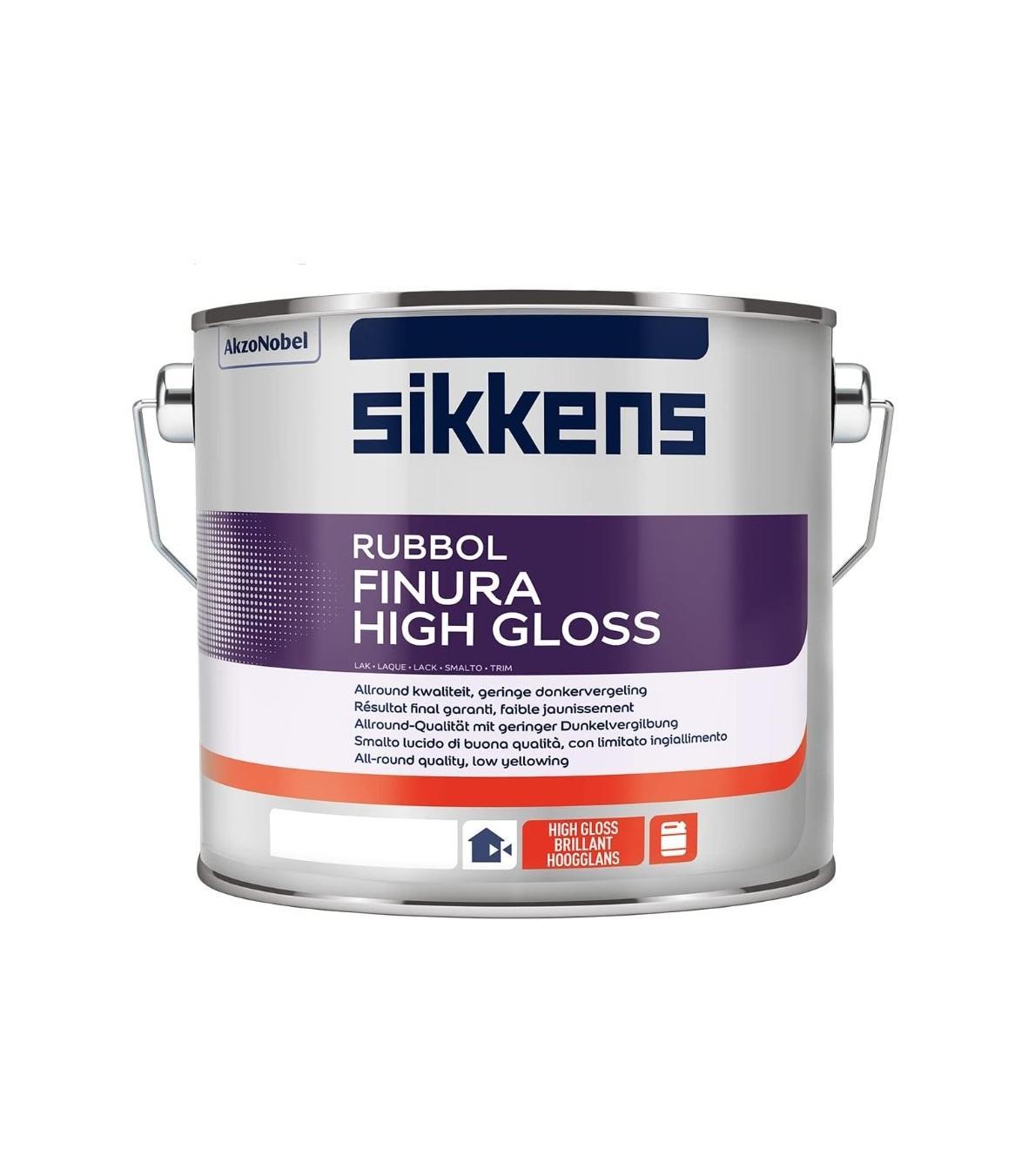Smalto brillante per esterno/interno Sikkens Rubbol Finura High gloss bianco 1 litro