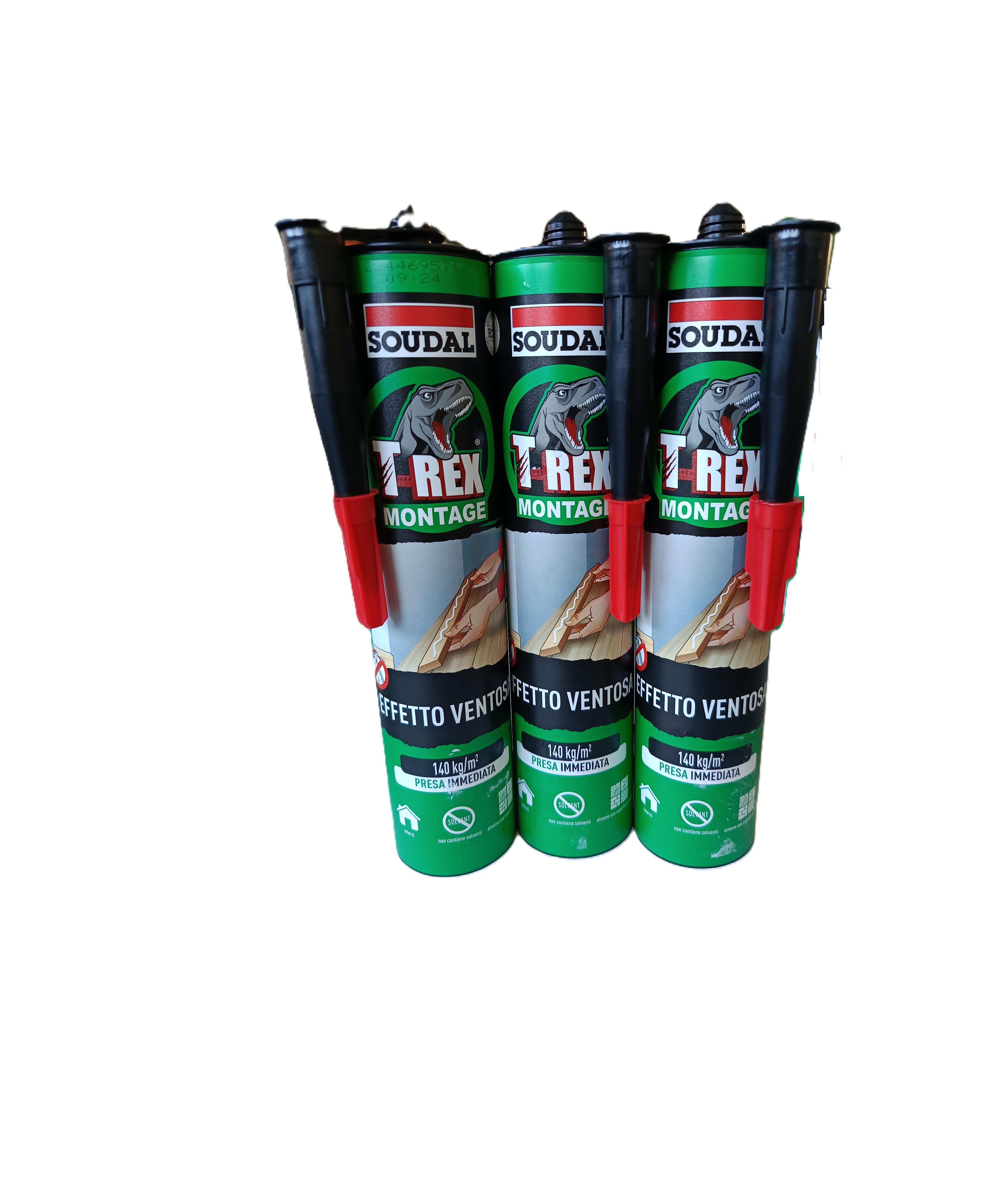 Adesivo di montaggio T-Rex Montage Soudal effetto ventosa 310ml 380g 3 pezzi