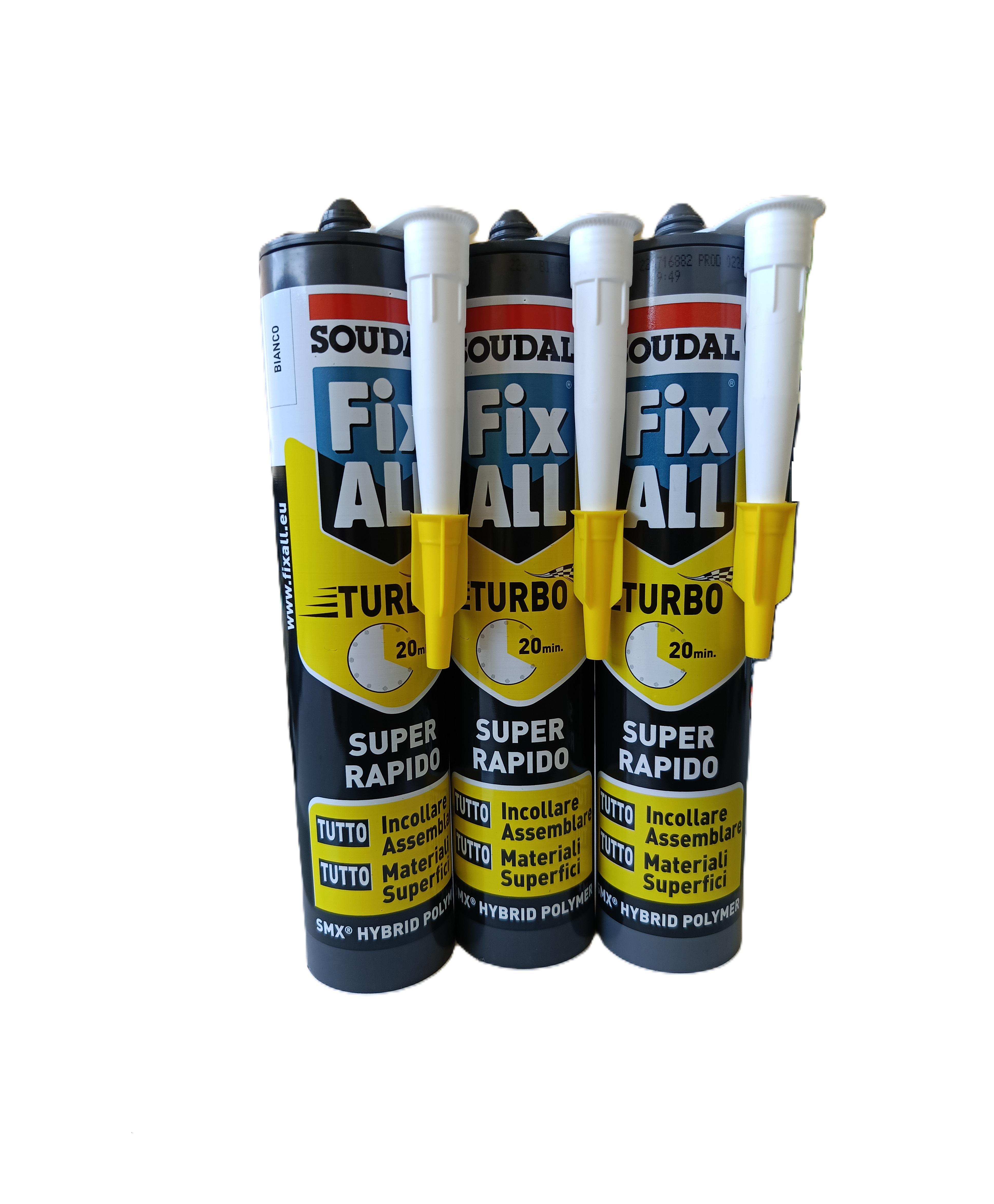 Adesivo sigillante Soudal Fix ALL Turbo bianco 290ml 3 Pezzi