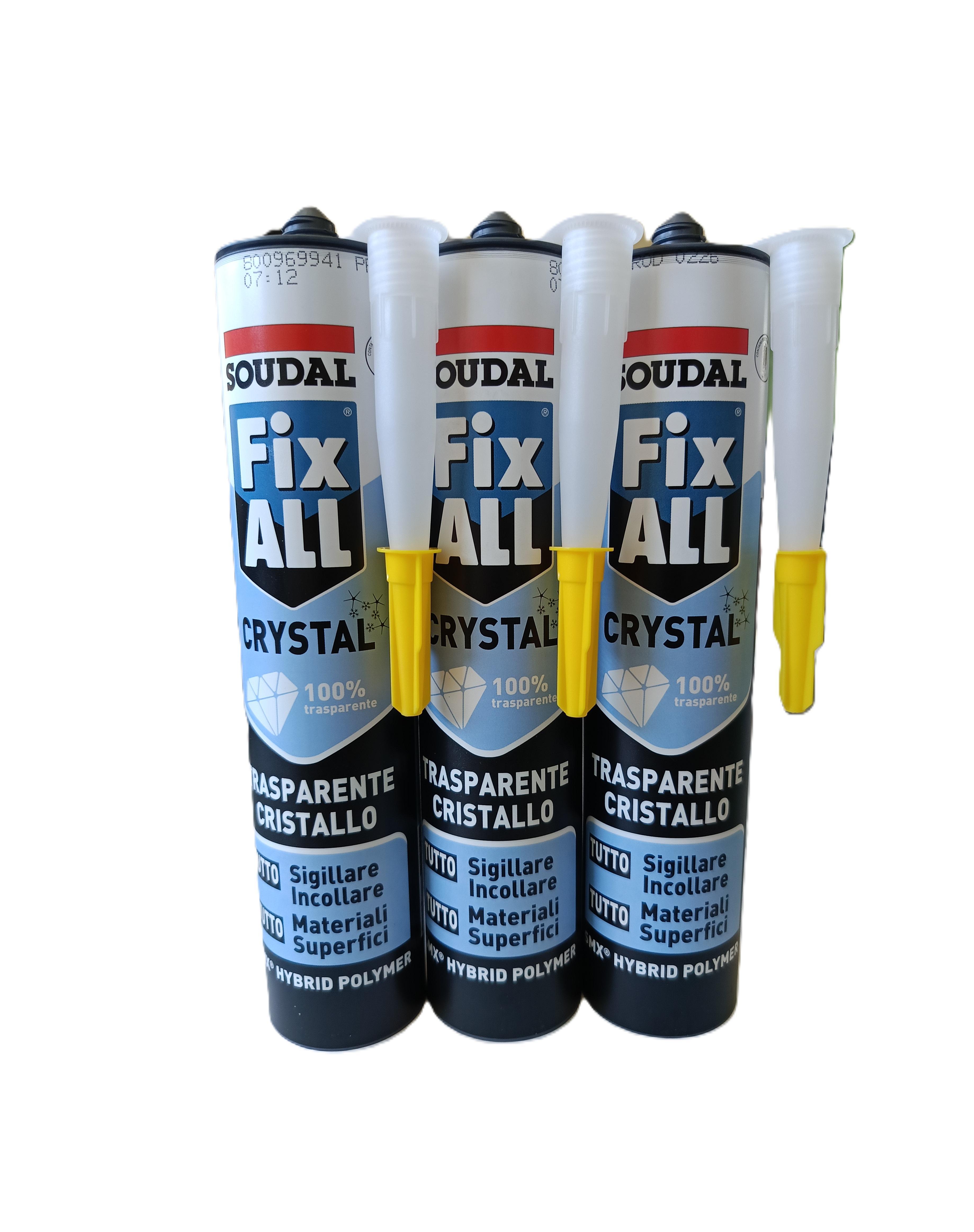 Adesivo sigillante Soudal Fix ALL Crystal trasparente 290ml 12 Pezzi