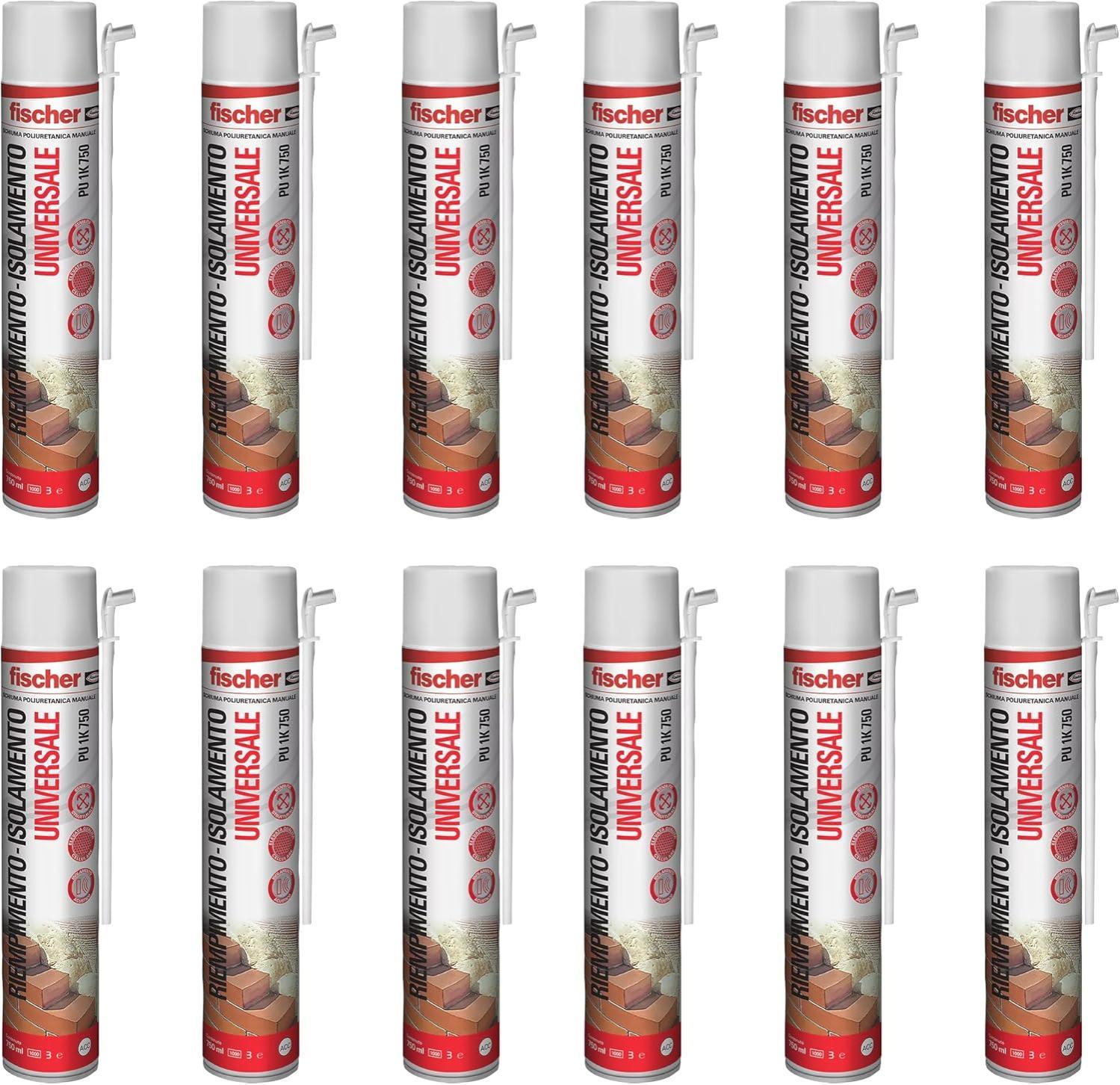 Schiuma PU 1K 750 Fischer poliuretanica universale multiuso per uso manuale 12 pezzi