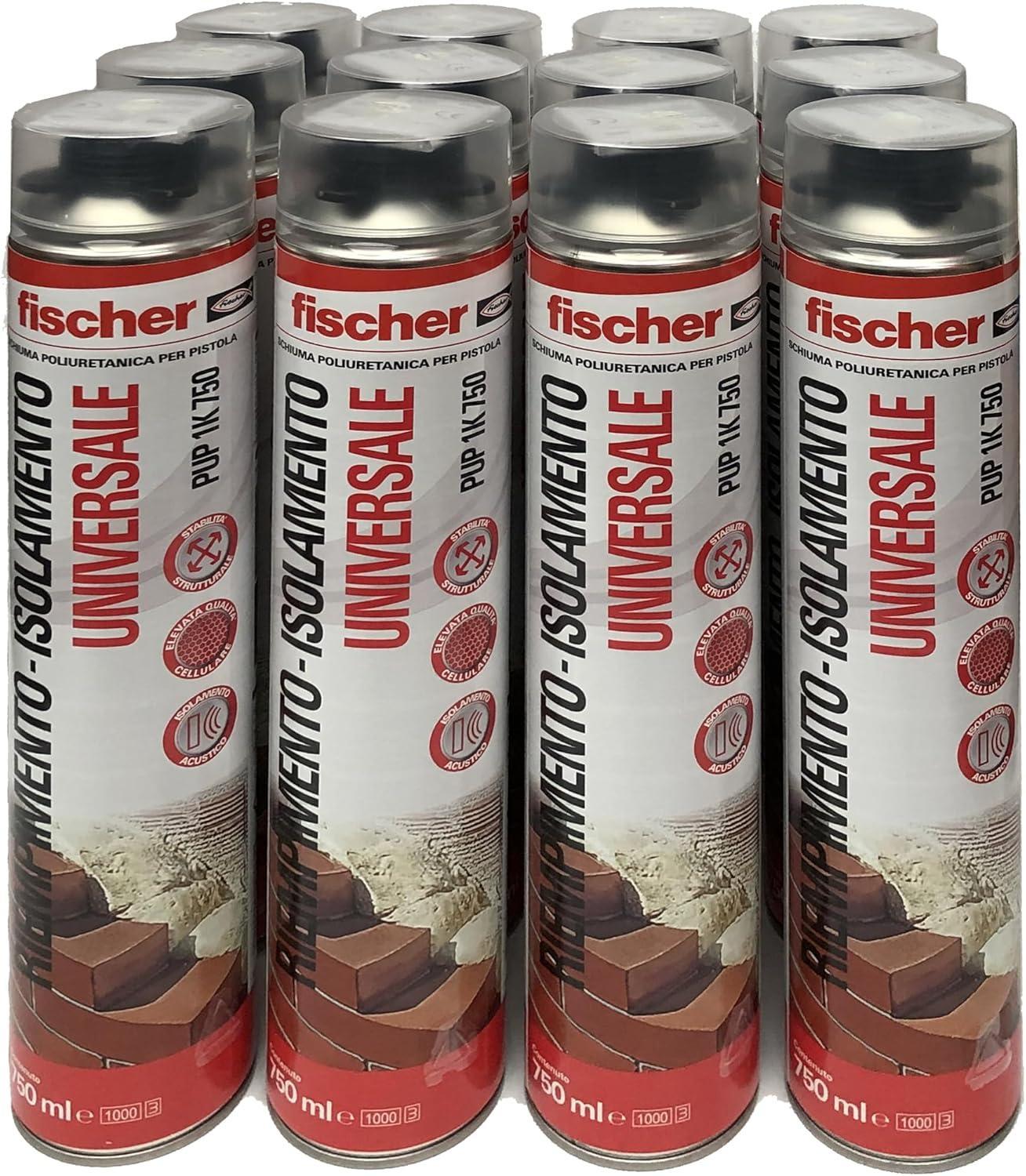 Schiuma PUP 1K 750 fischer poliuretanica universale multiuso per pistola 12 Pezzi
