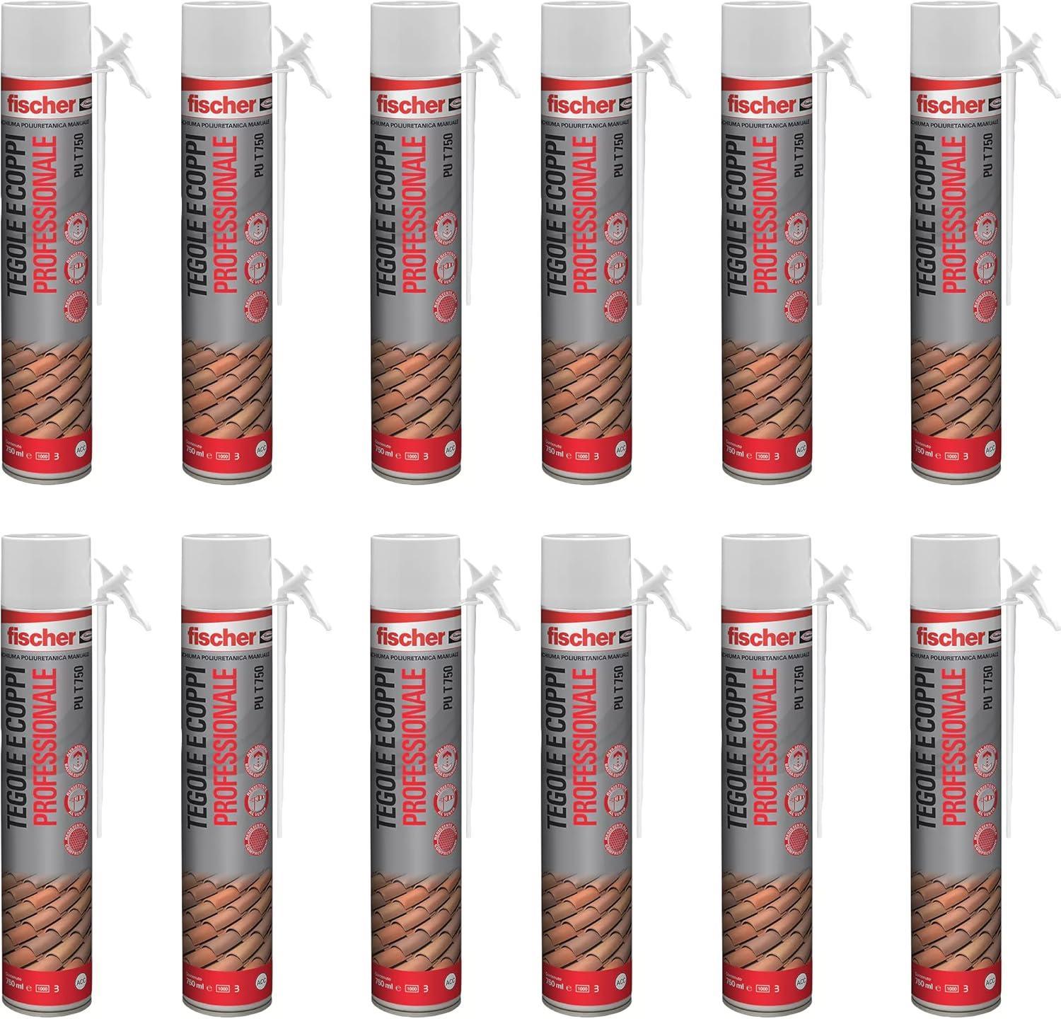 Schiuma poliuretanica Fischer PU T 750 tegole e coppi 750ml manuale 12 Pezzi