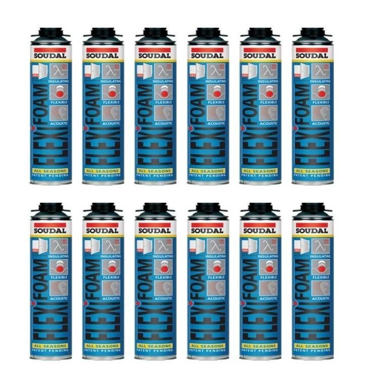 Schiuma poliuretanica Flexifoam Soudal per pistola 750 ml 12 Pezzi