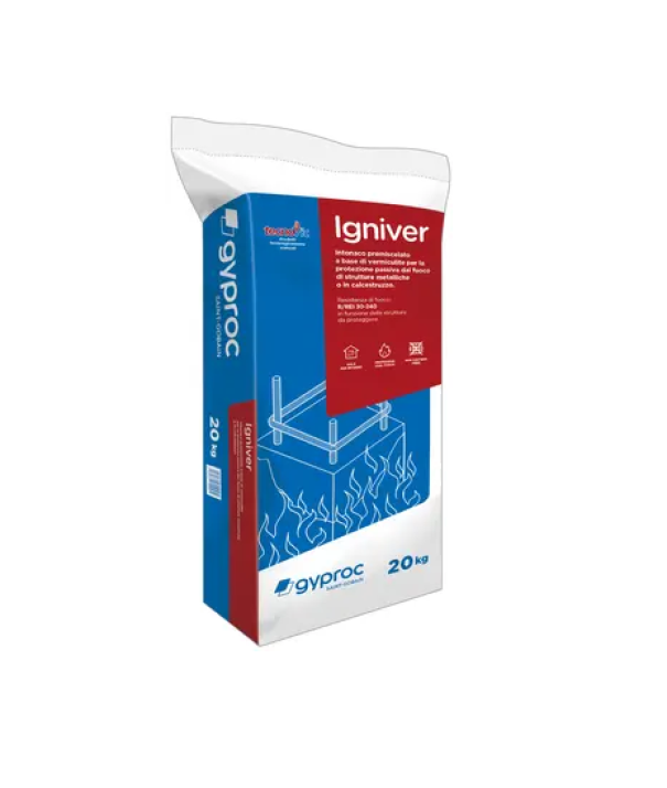 Intonaco antincendio premiscelato Gyproc Igniver 20kg 