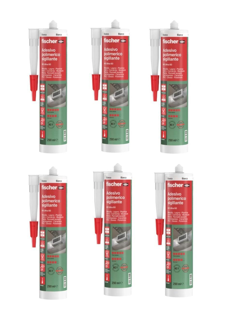 Adesivo sigillante Fischer KD Ultra 60 bianco 290ml 6 Pezzi
