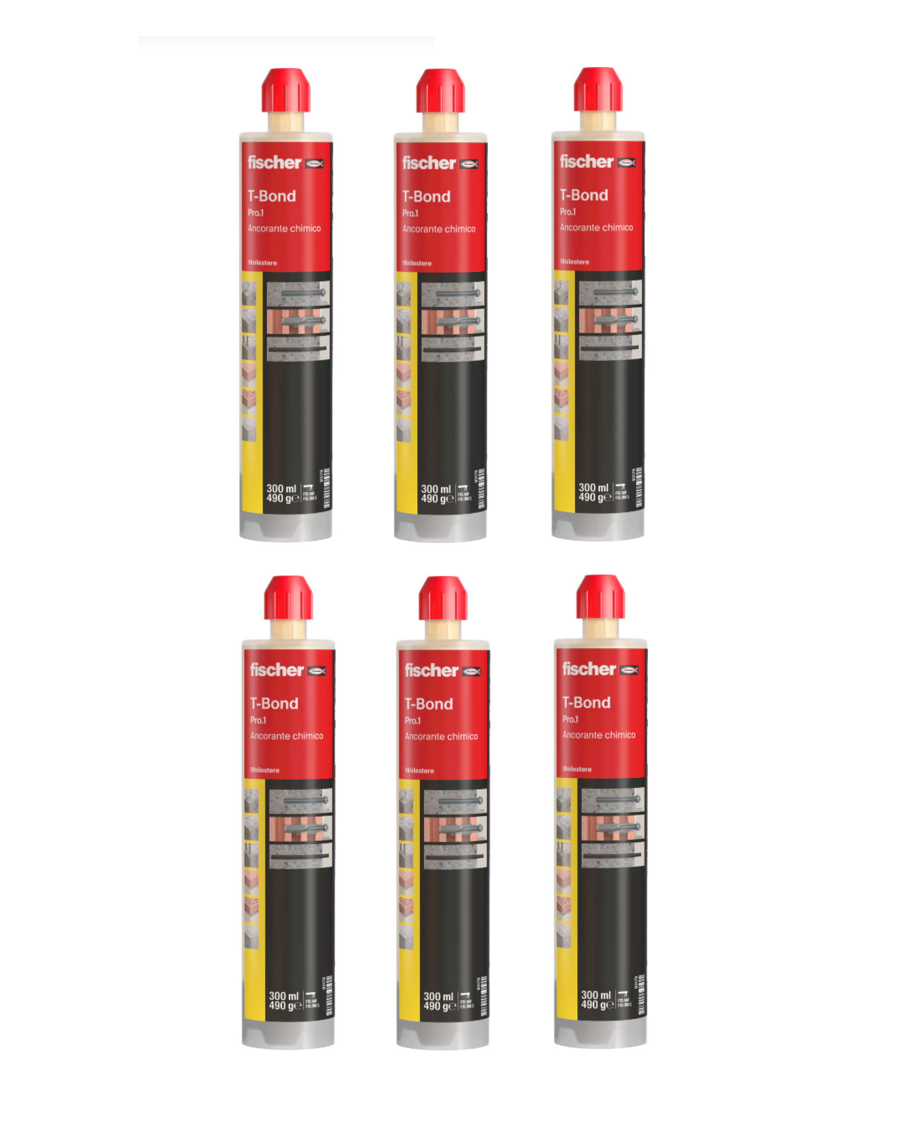 Resina hybrid FISCHER T-Bond plus 300ml 6 Pezzi