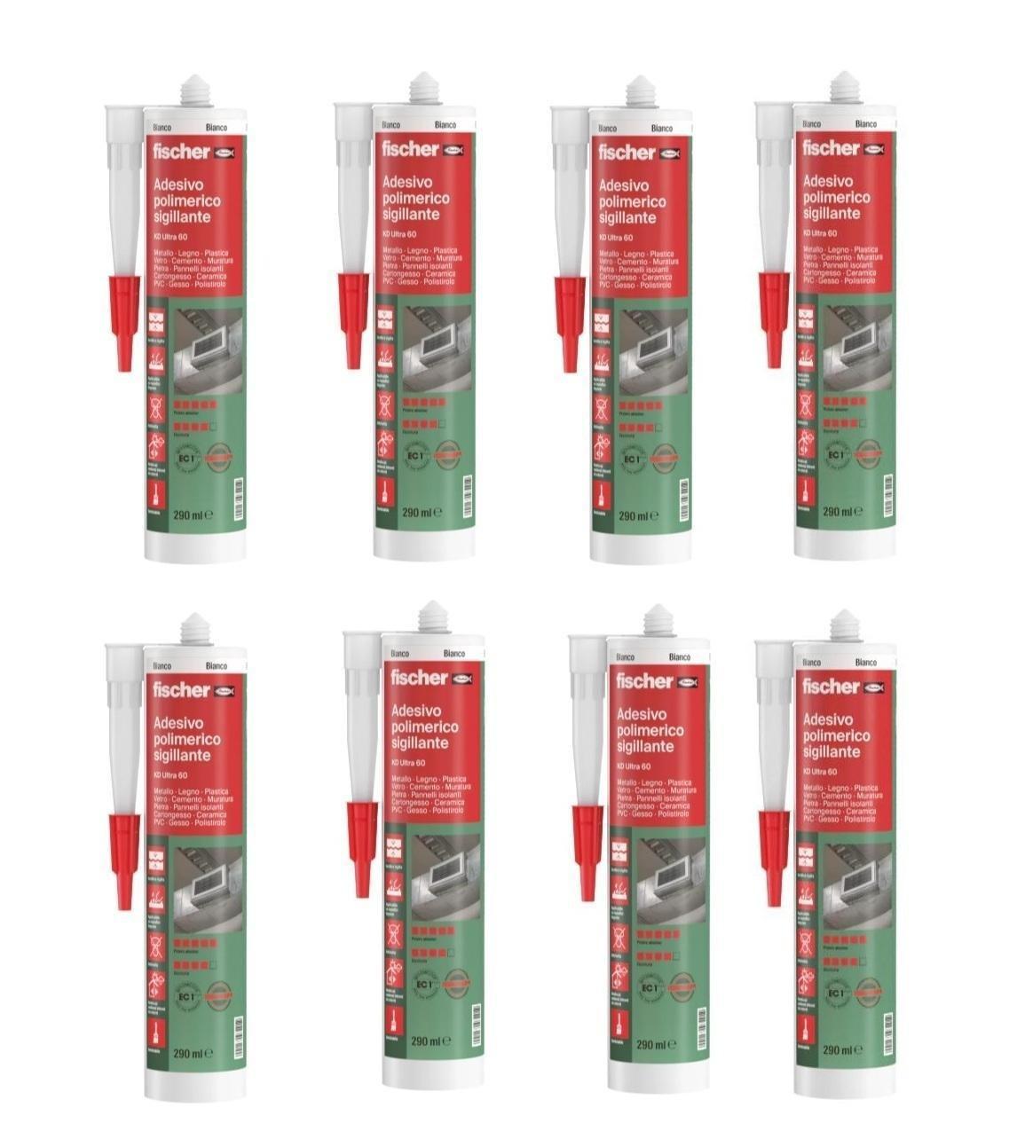 Adesivo sigillante Fischer KD Ultra 60 bianco 290ml 8 Pezzi 