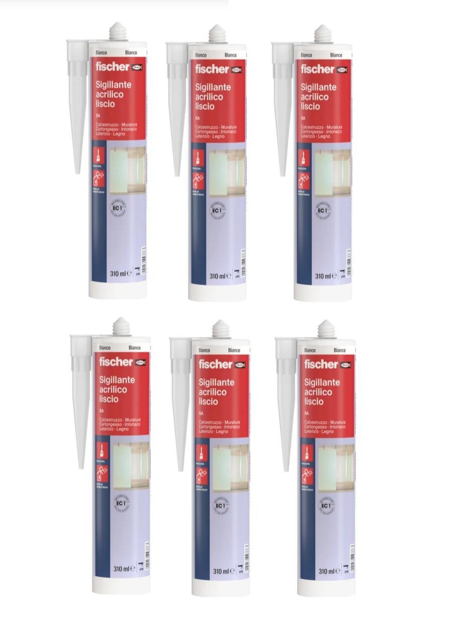 Sigillante acrilico multiuso Fischer bianco 310ml 6 Pezzi