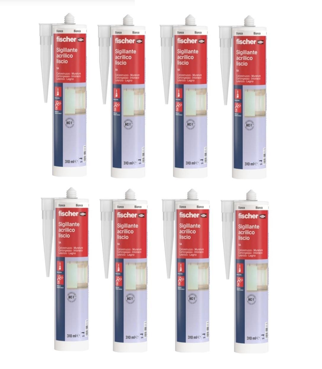 Sigillante acrilico multiuso Fischer bianco 310ml 8 Pezzi