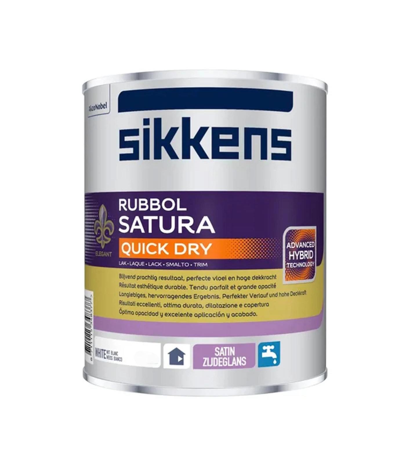 smalto-all'acqua-satinato-sikkens-rubbol-satura-quick-dry-bianco-1-litro Smalto all'acqua satinato Sikkens Rubbol Satura Quick Dry Bianco 1 litro