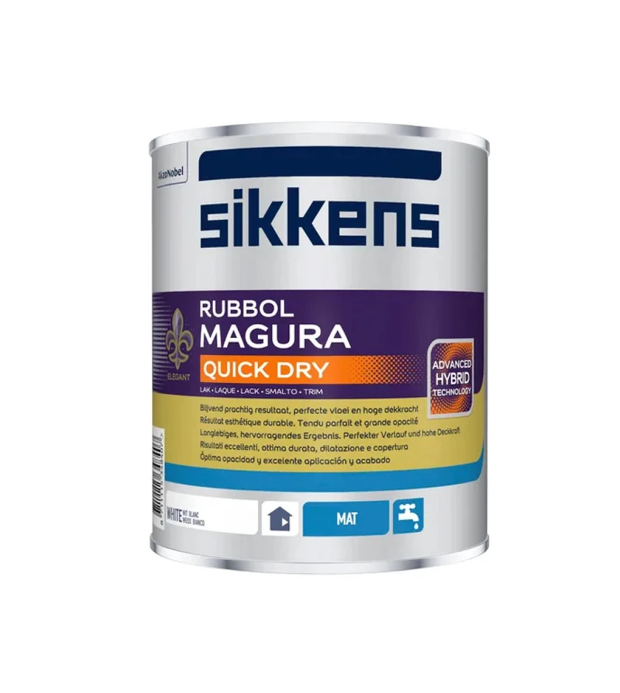 Smalto all'acqua opaco Sikkens Rubbol Magura Quick Dry bianco 2.5 litri