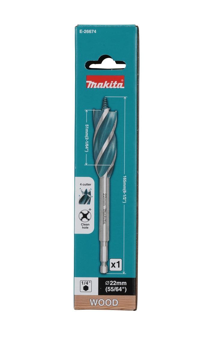 punta-per-legno-makita-attacco-esagonale-1/4-22x165mm-art.-e-26674-03 Punta per legno Makita attacco esagonale 1/4 22x165mm Art. E-26674