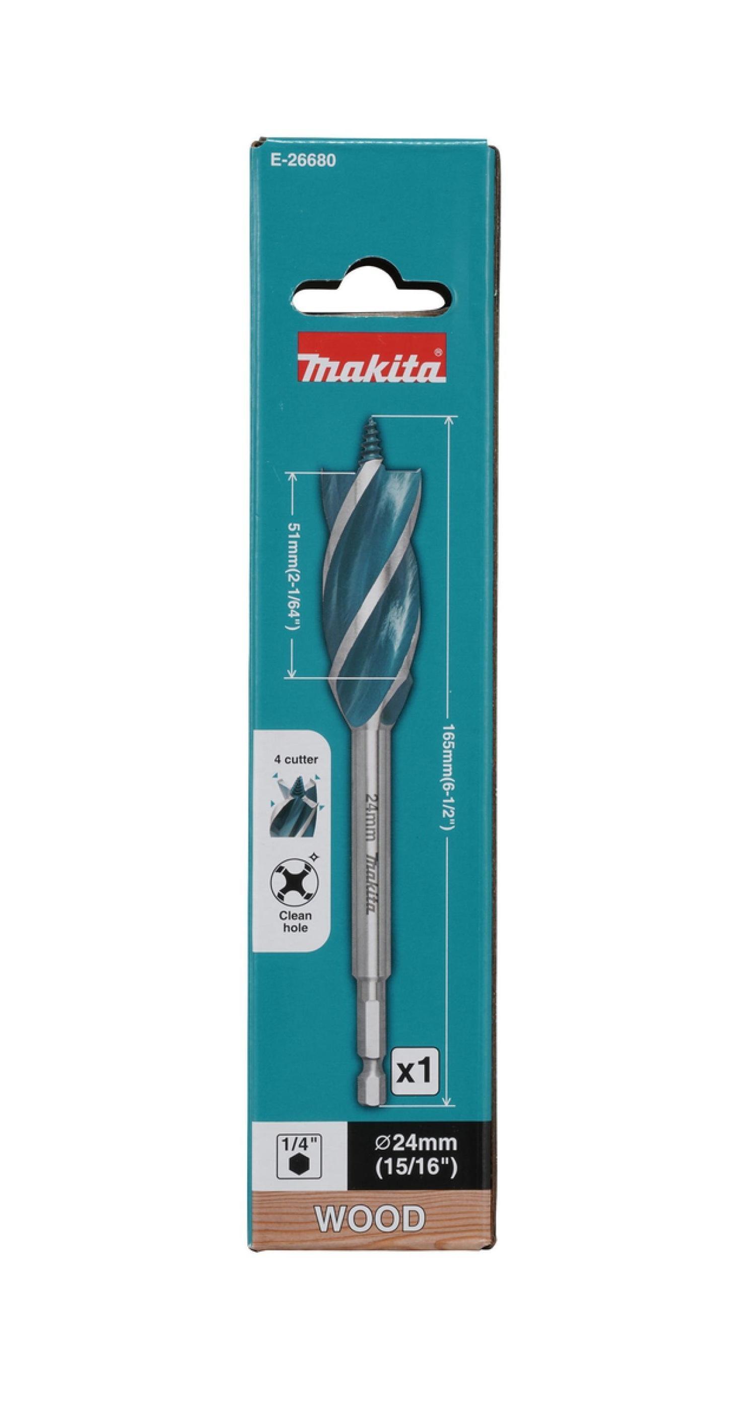 punta-per-legno-makita-attacco-esagonale-1/4-24x165mm-art.-e-26680-03 Punta per legno Makita attacco esagonale 1/4 24x165mm Art. E-26680