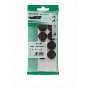 Feltrini adesivi  marroni tondi 24x3.5mm 8 pezzi art. 81554
