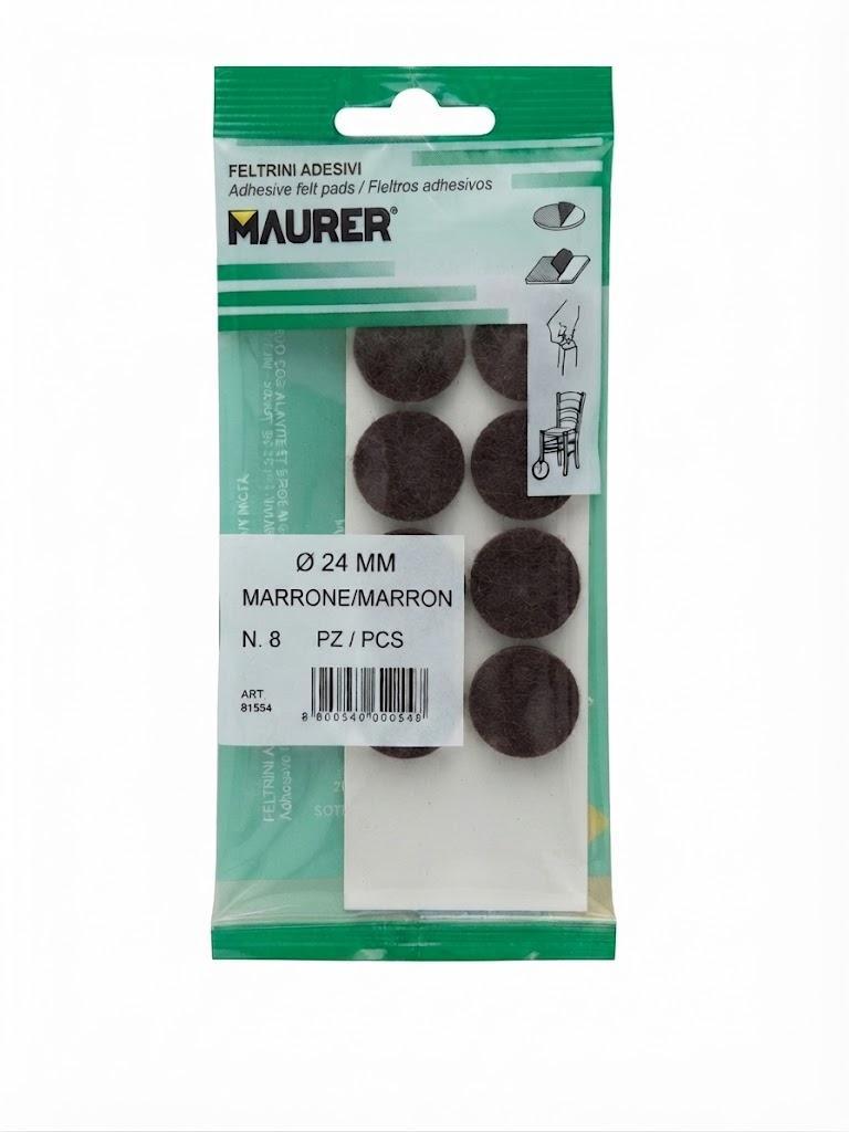 feltrini-adesivi-maurer-marroni-tondi-24x3.5mm-8-pezzi-art.-81554 Feltrini adesivi Maurer marroni tondi 24x3.5mm 8 pezzi Art. 81554