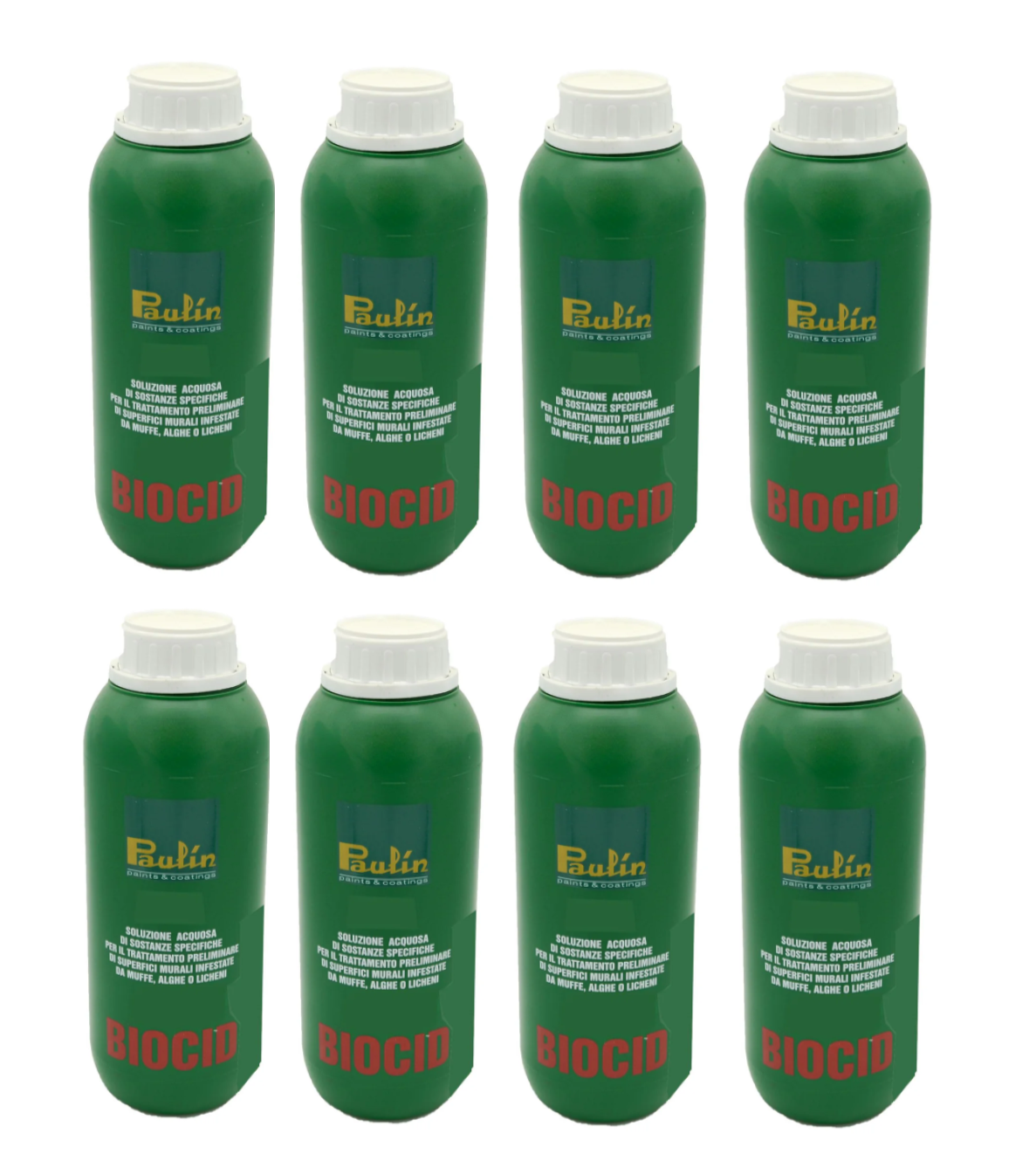 Soluzione acquosa per il trattamento di muffe e alghe Paulin Biocid 1 litro 8 PEZZI
